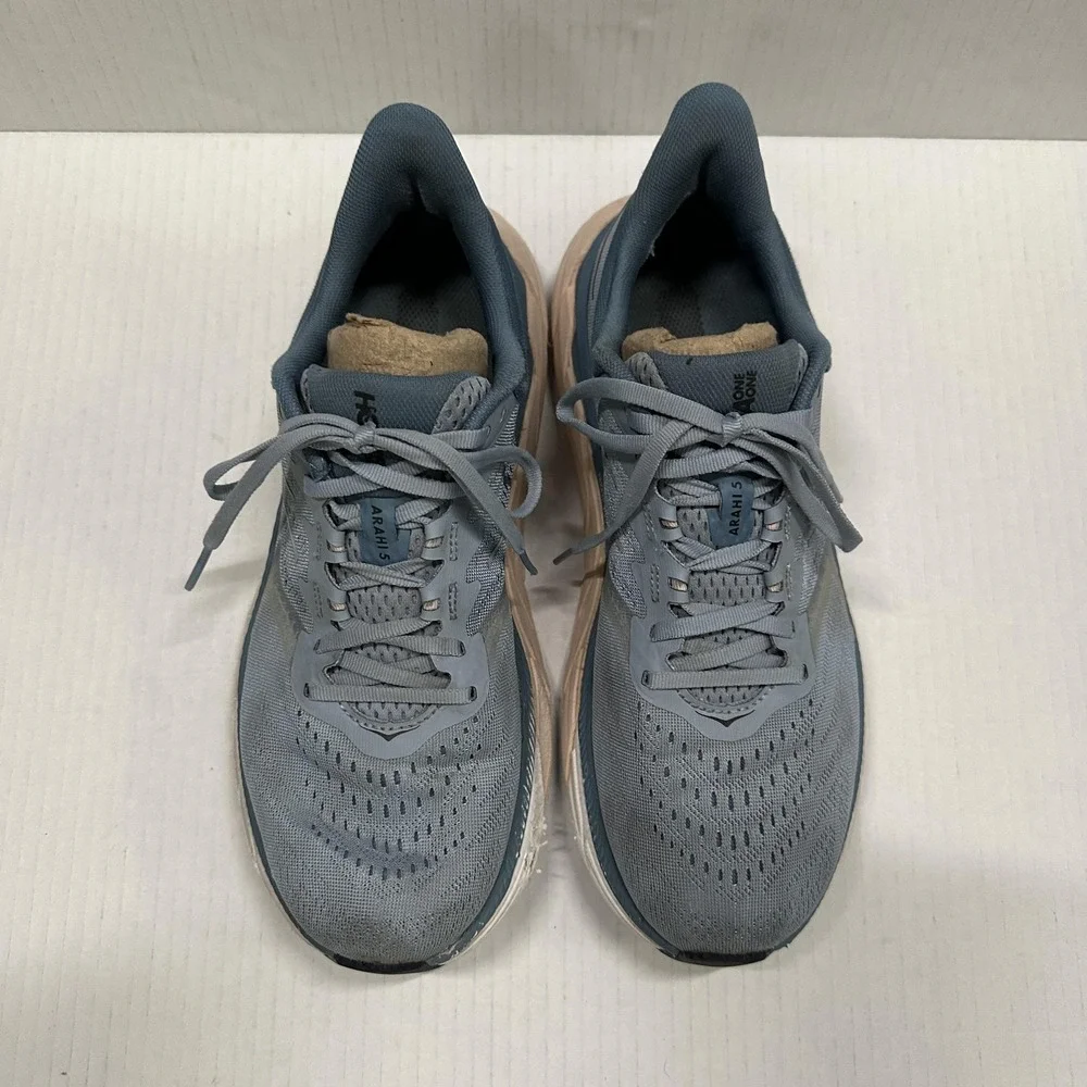 Hoka One‎ One Arahi 5 Running Shoes Womens Size 9.5 Blue Mesh Stability Sneakers